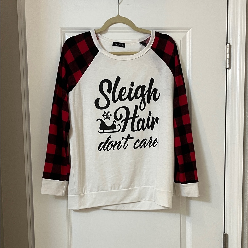 Plaid Long Sleeve Tee - Black and Red
